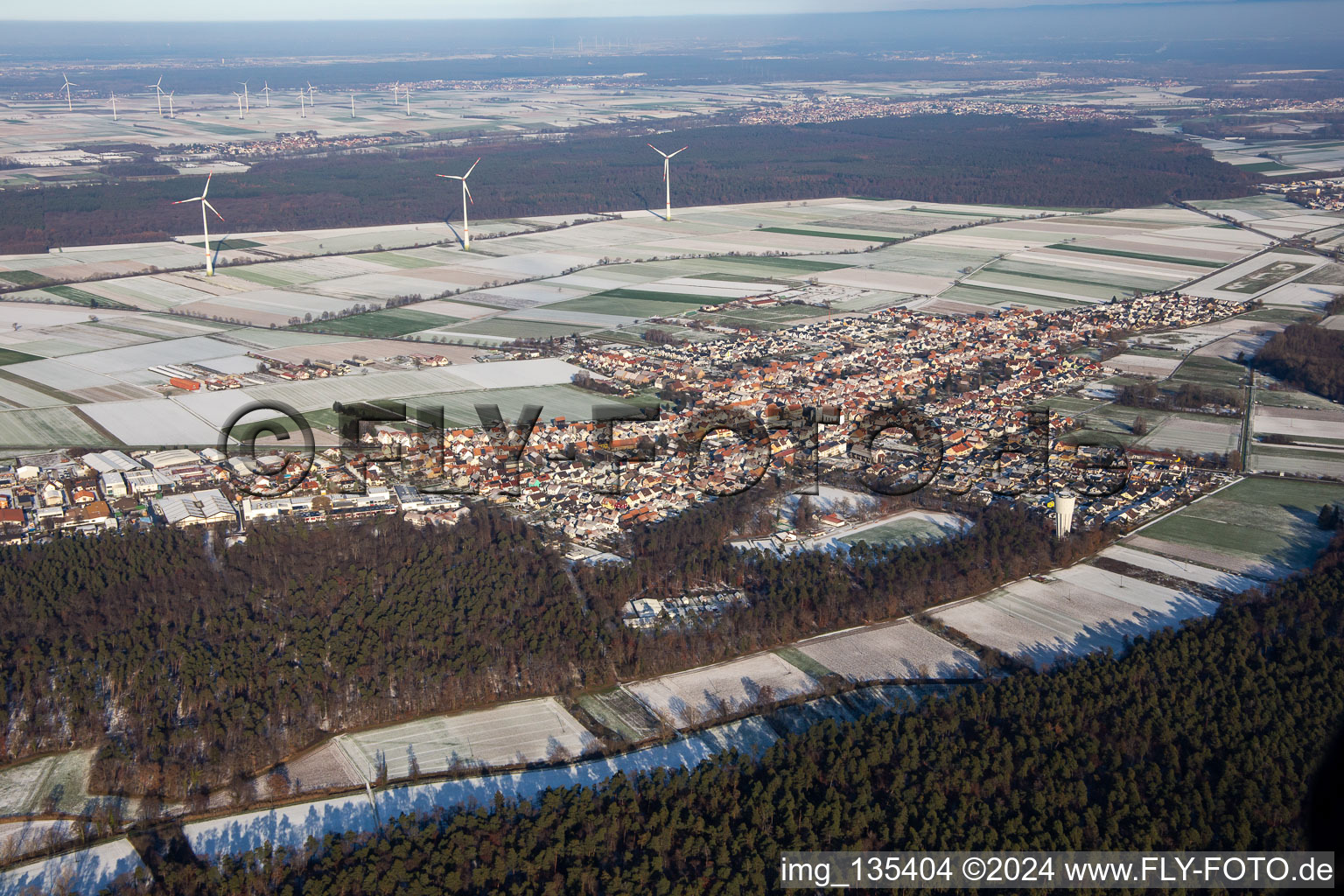 In winter when there is snow in Hatzenbühl in the state Rhineland-Palatinate, Germany