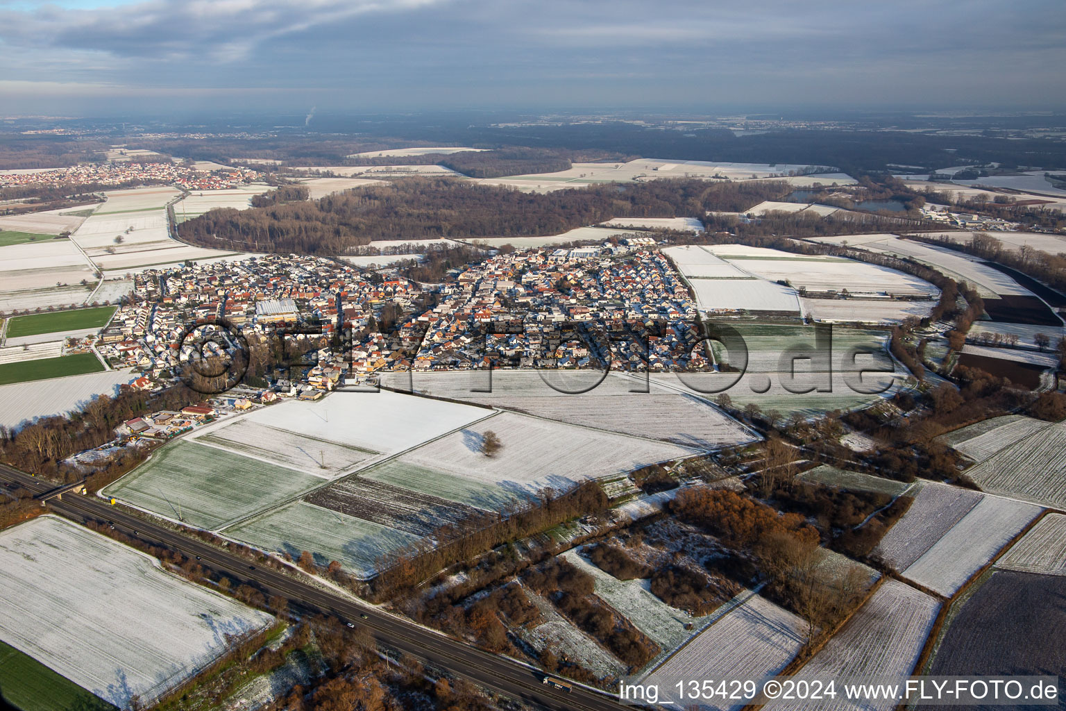 In winter when there is snow in Kuhardt in the state Rhineland-Palatinate, Germany