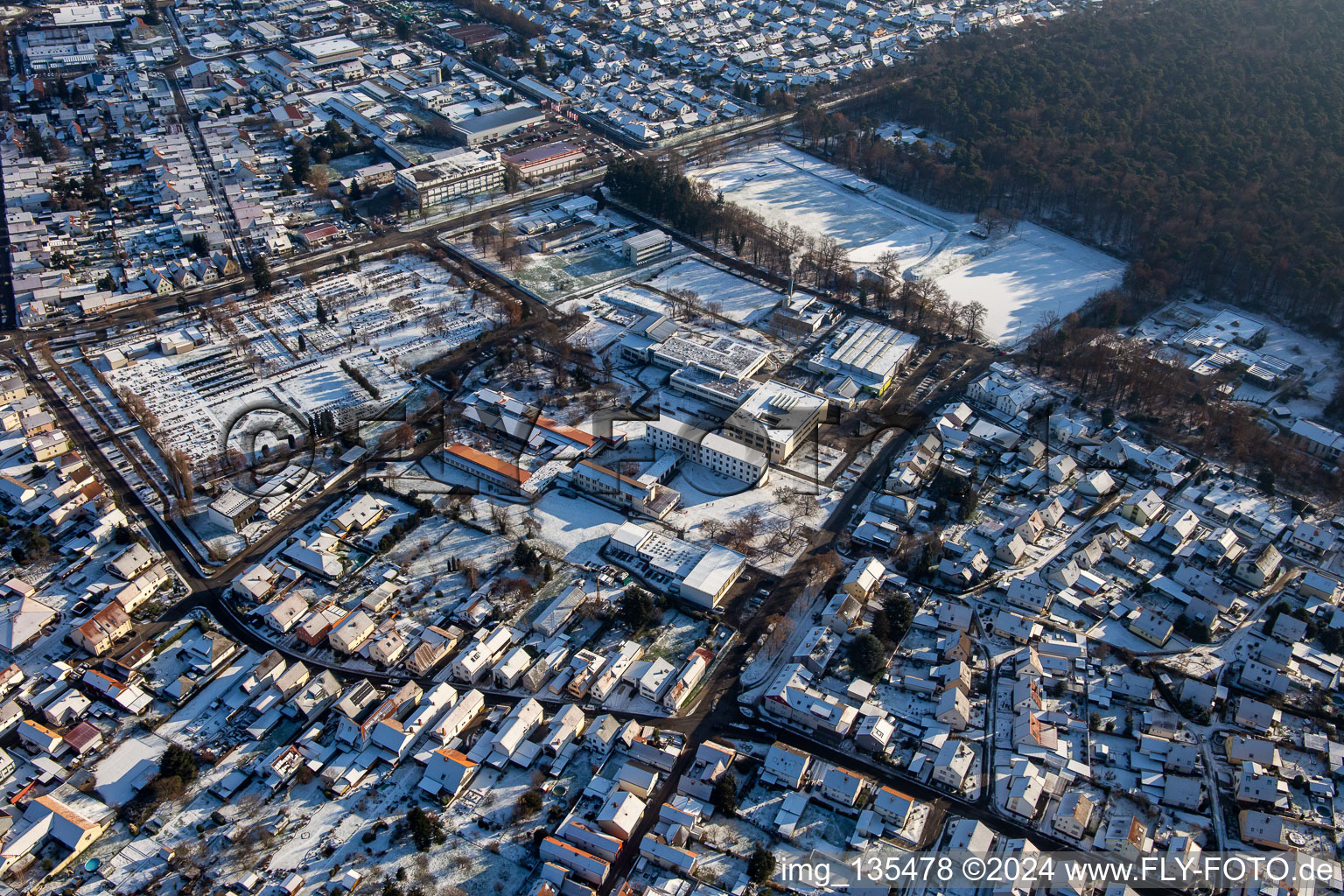 IGS -Rülzheim in winter with snow in Rülzheim in the state Rhineland-Palatinate, Germany