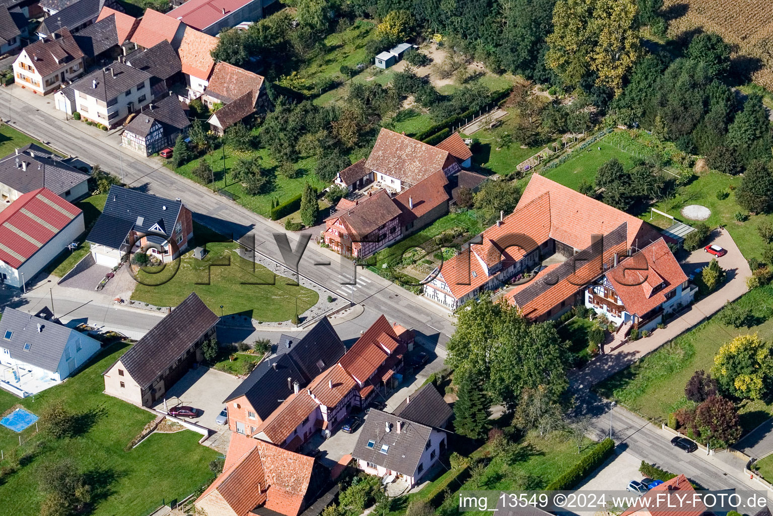 Drone image of Niederlauterbach in the state Bas-Rhin, France