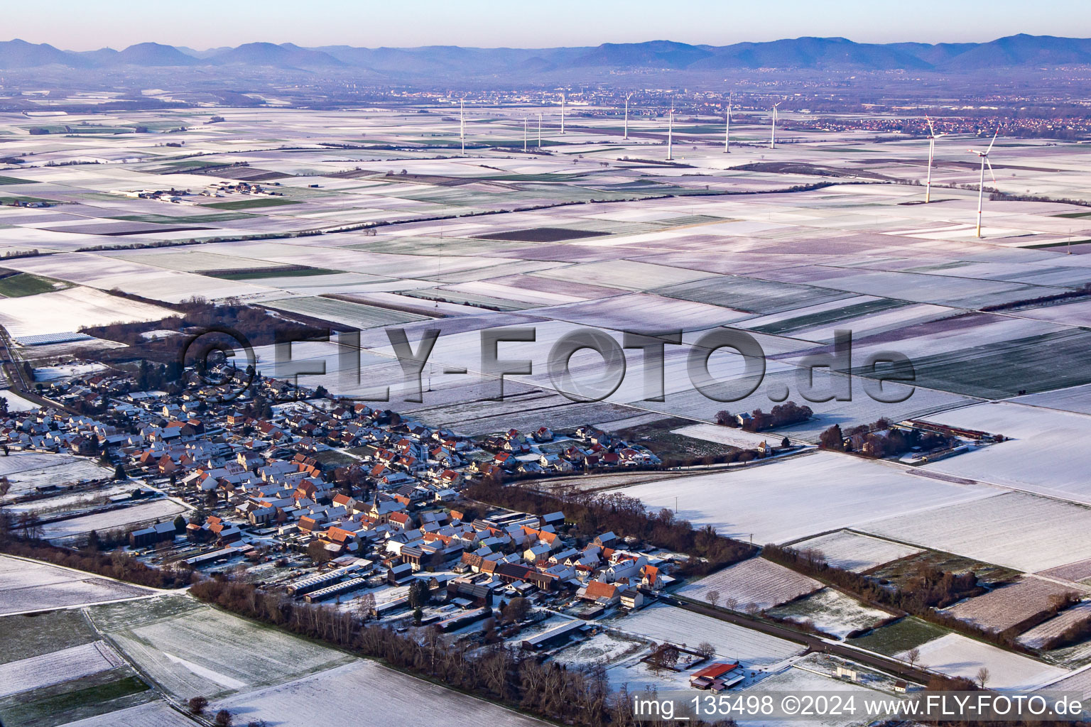 In winter when there is snow in Herxheimweyher in the state Rhineland-Palatinate, Germany