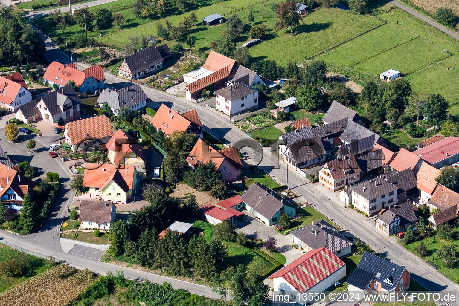 Niederlauterbach in the state Bas-Rhin, France from the drone perspective