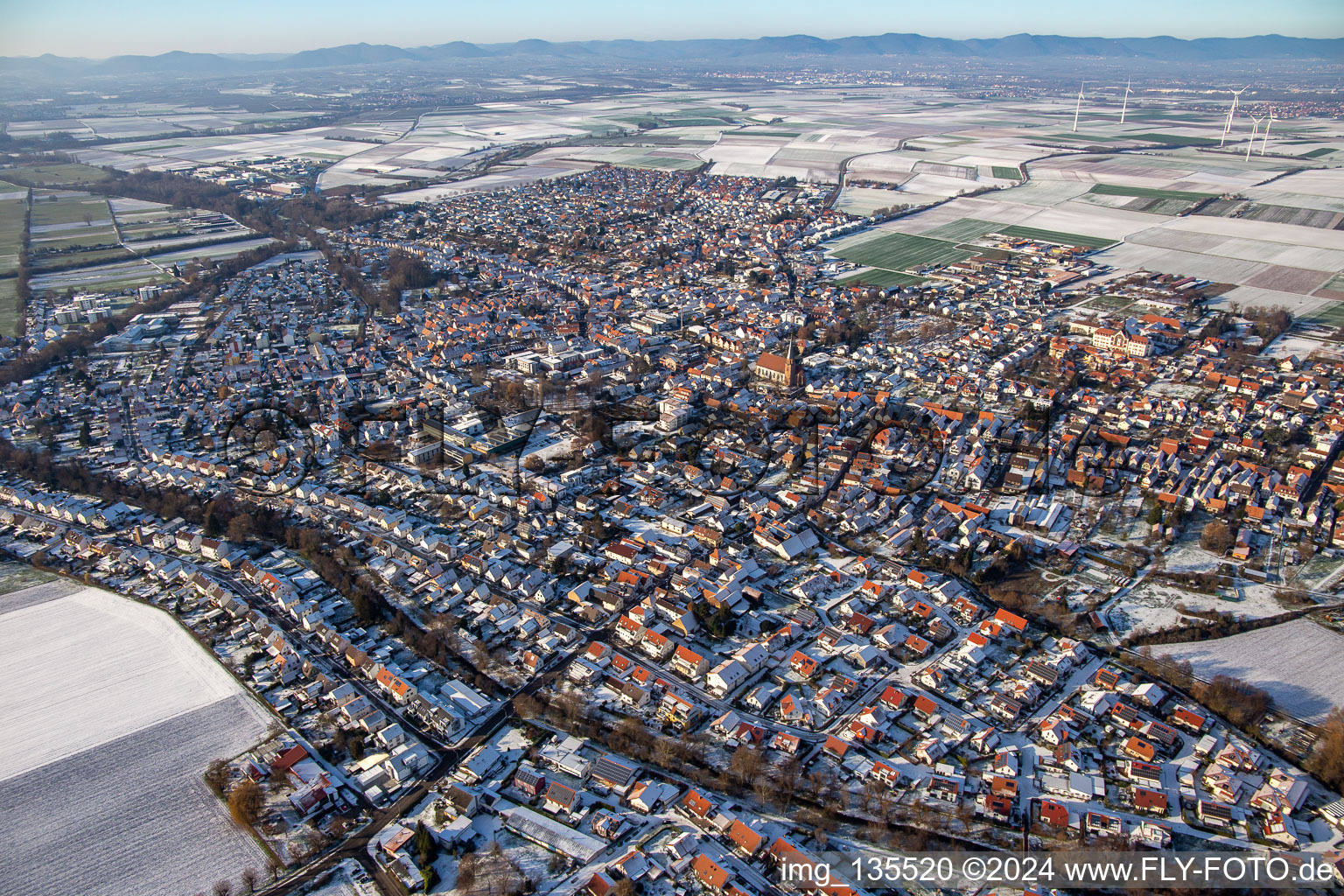 In winter when there is snow in the district Herxheim in Herxheim bei Landau in the state Rhineland-Palatinate, Germany