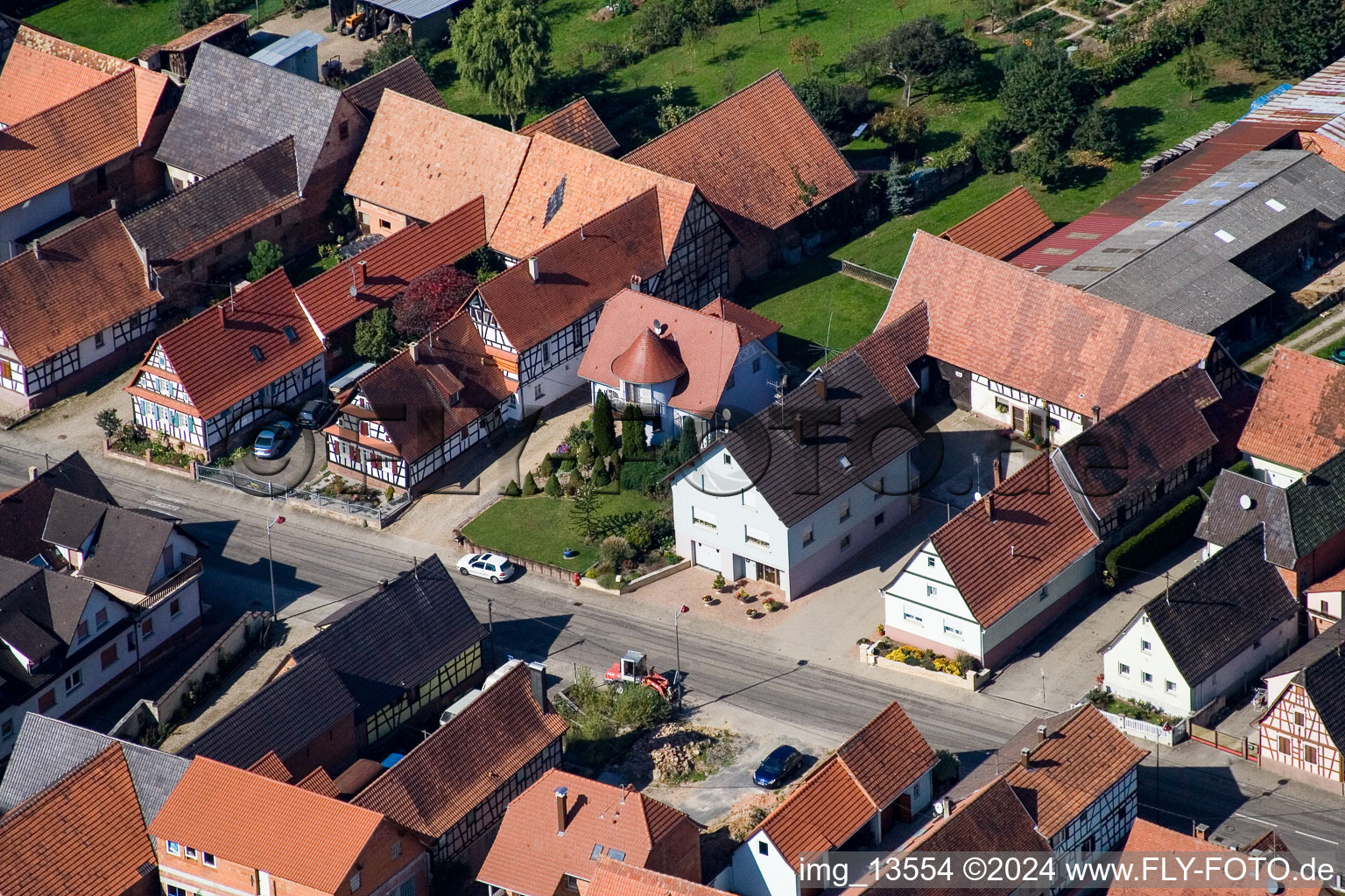 Aerial photograpy of Niederlauterbach in the state Bas-Rhin, France