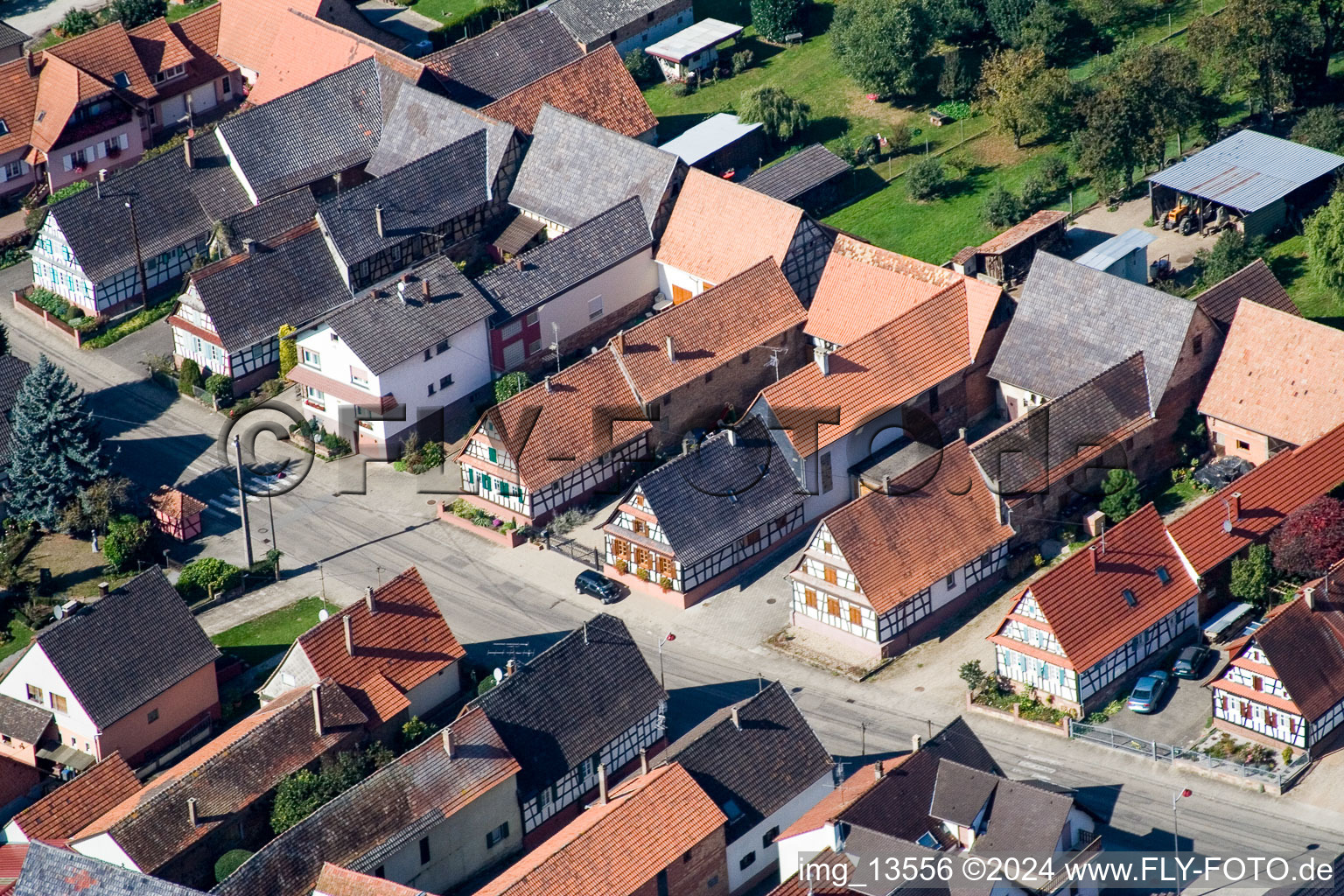 Niederlauterbach in the state Bas-Rhin, France from above