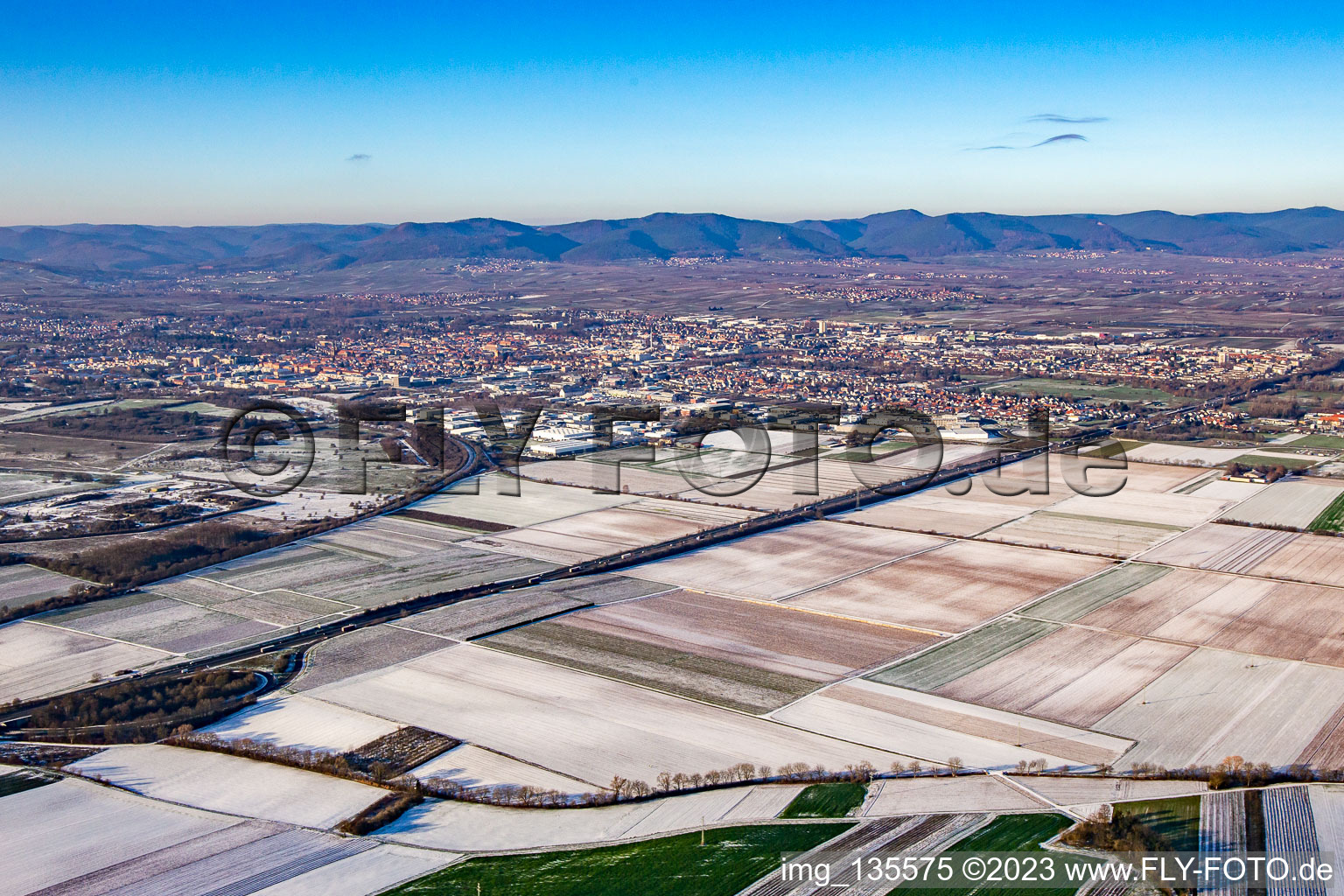 In winter when there is snow in the district Queichheim in Landau in der Pfalz in the state Rhineland-Palatinate, Germany