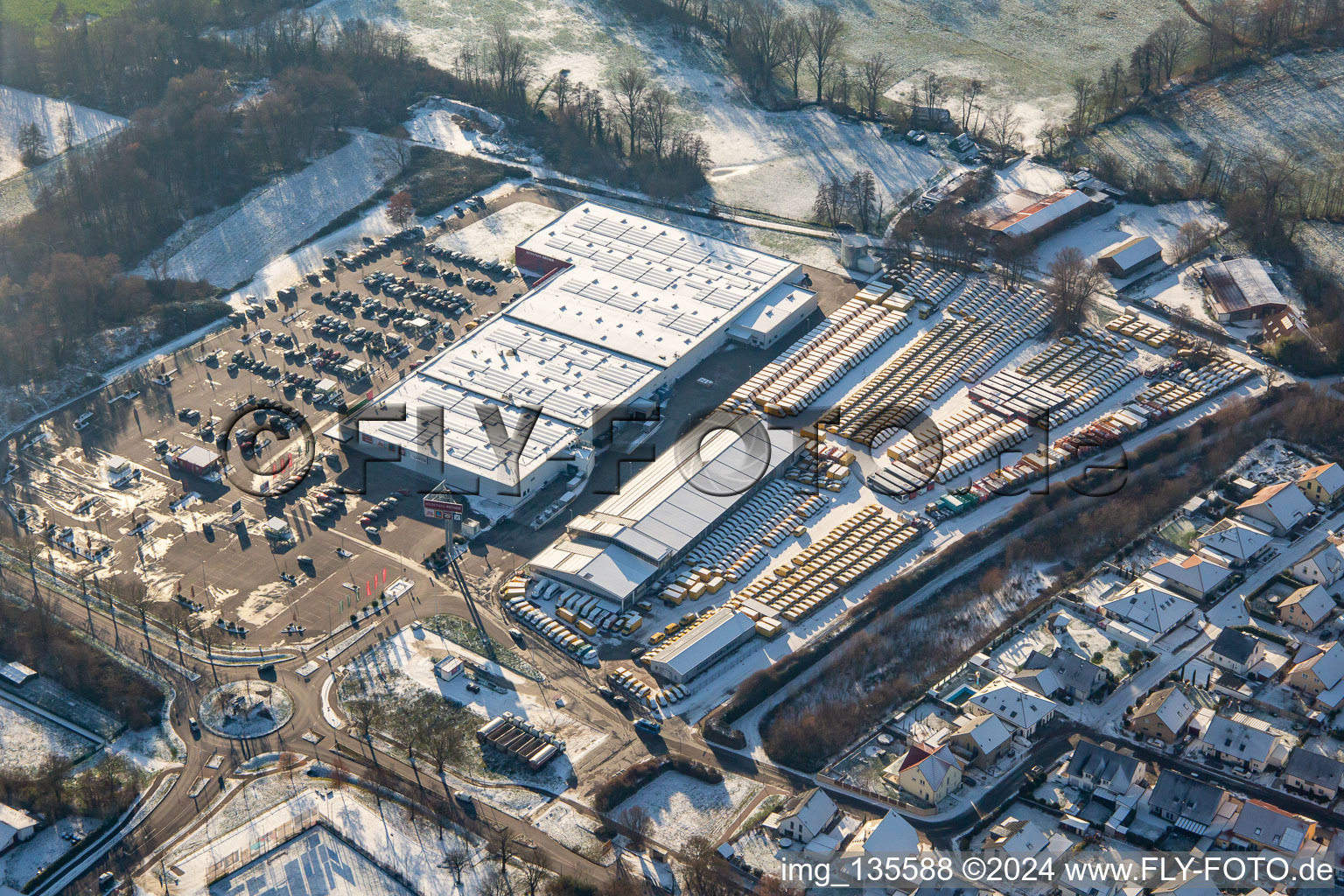 Südpfalz Center in winter with snow in Rohrbach in the state Rhineland-Palatinate, Germany