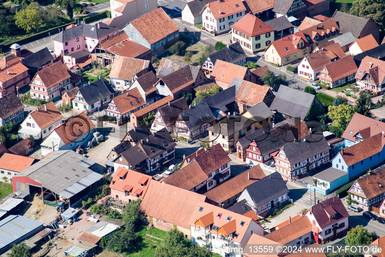 Niederlauterbach in the state Bas-Rhin, France from the plane