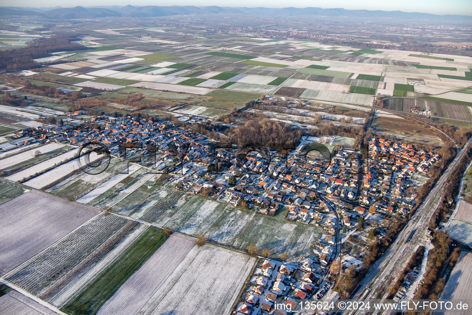 In winter when there is snow in Winden in the state Rhineland-Palatinate, Germany