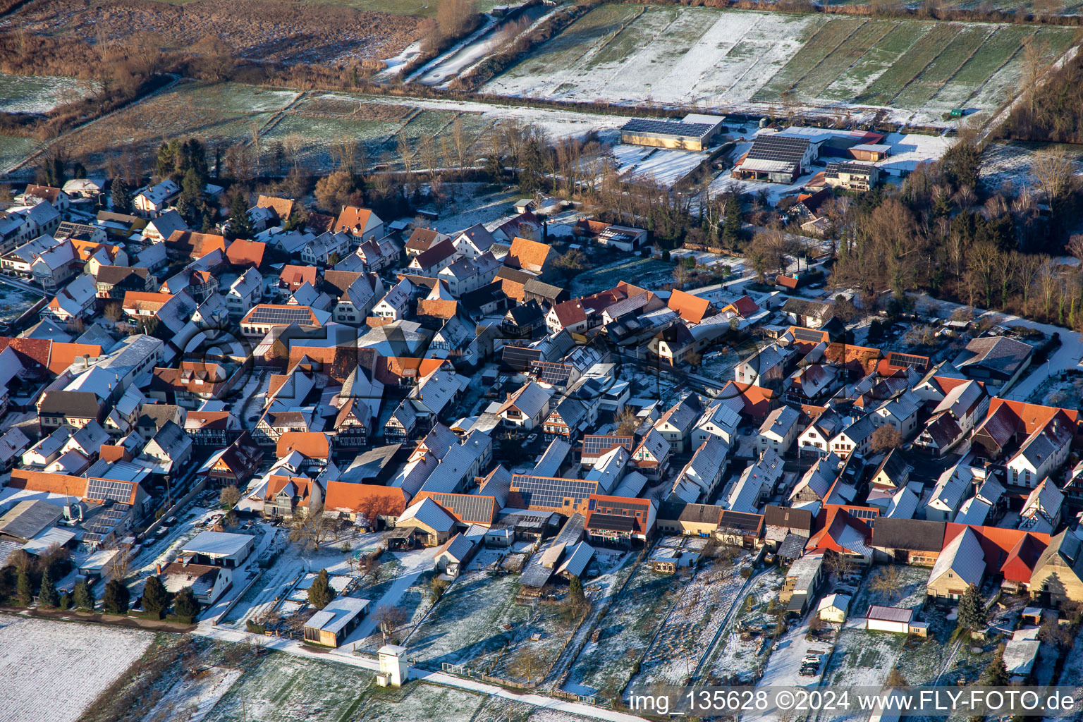 Washing lane in winter when there is snow in Winden in the state Rhineland-Palatinate, Germany