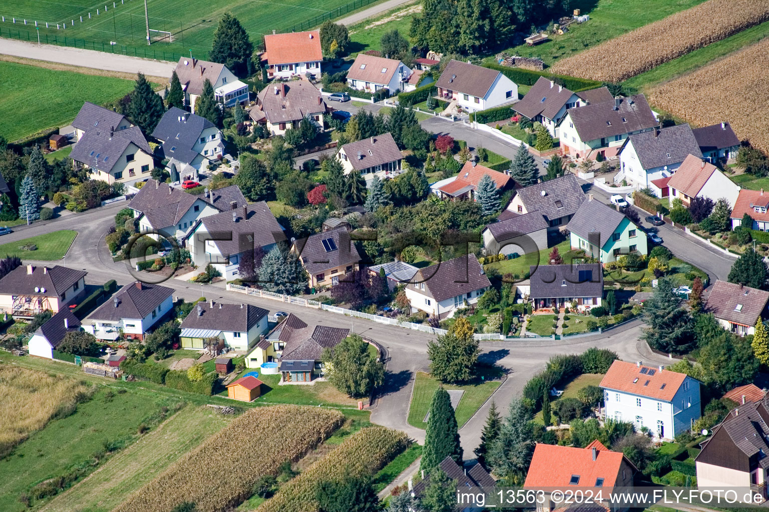 Drone image of Niederlauterbach in the state Bas-Rhin, France