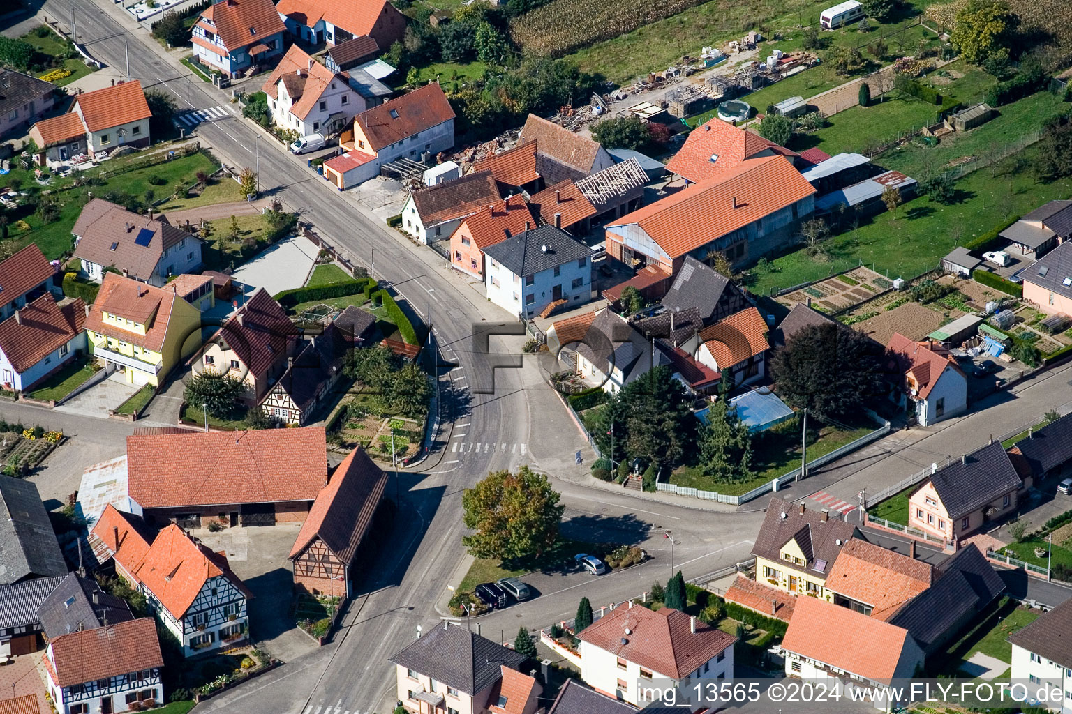 Niederlauterbach in the state Bas-Rhin, France from the drone perspective