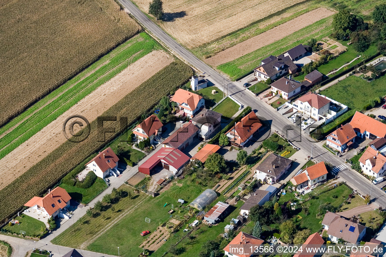 Niederlauterbach in the state Bas-Rhin, France from a drone