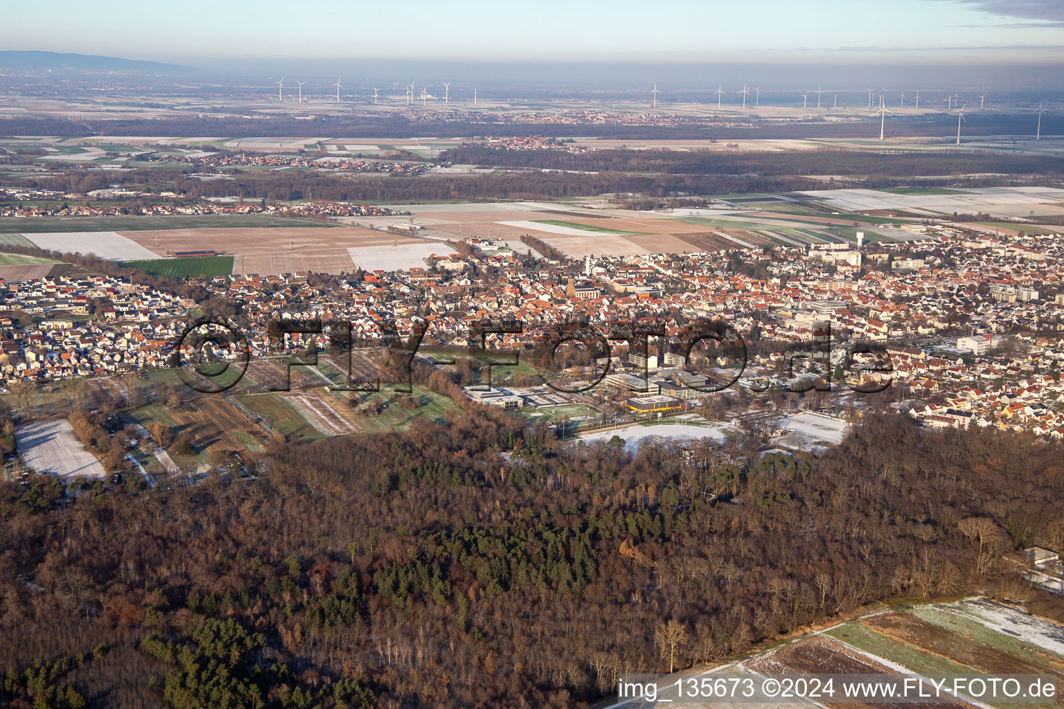 In winter when there is snow in Kandel in the state Rhineland-Palatinate, Germany