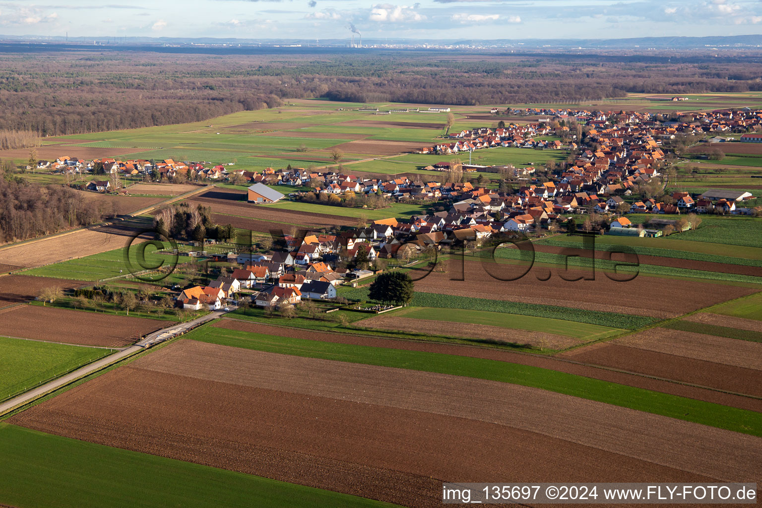 From the west in Schleithal in the state Bas-Rhin, France