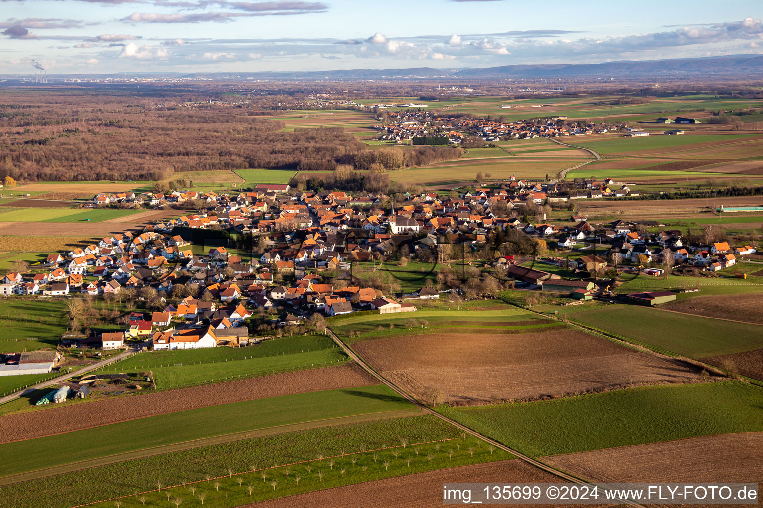 Drone image of Salmbach in the state Bas-Rhin, France