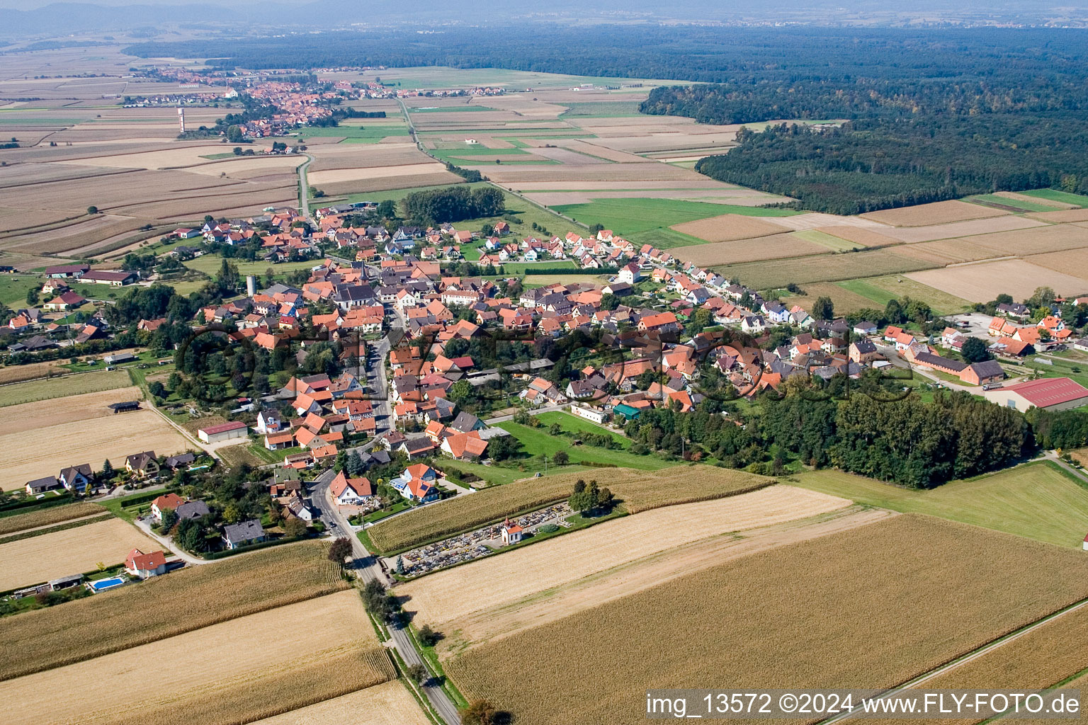 Salmbach in the state Bas-Rhin, France seen from a drone