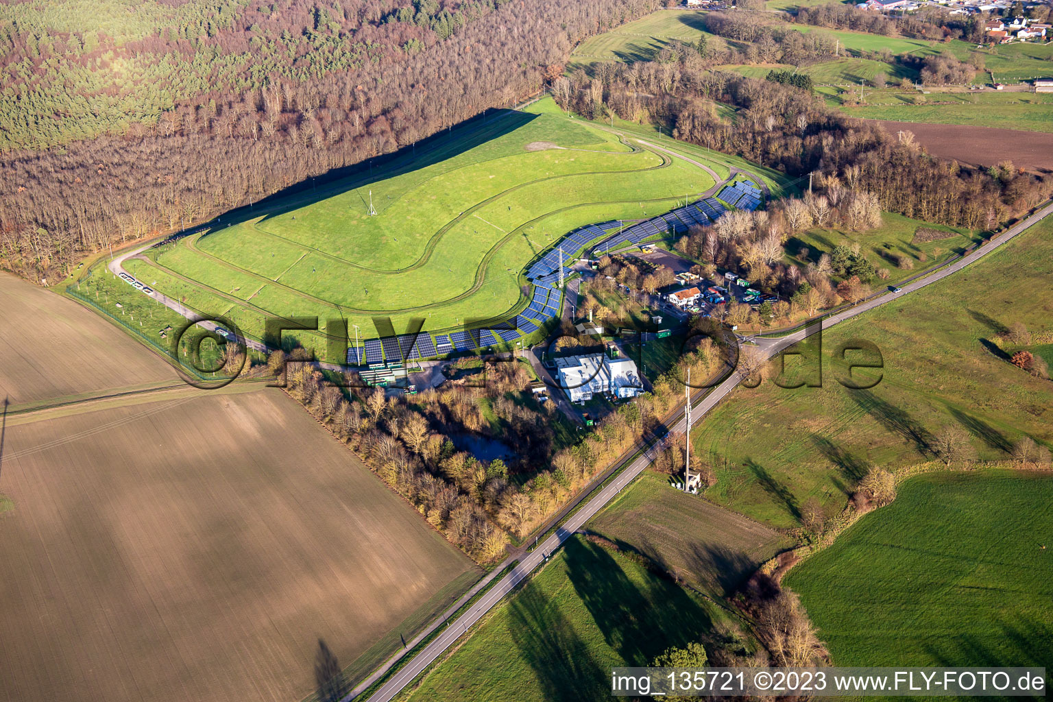 Aerial view of Landfill in Berg in the state Rhineland-Palatinate, Germany