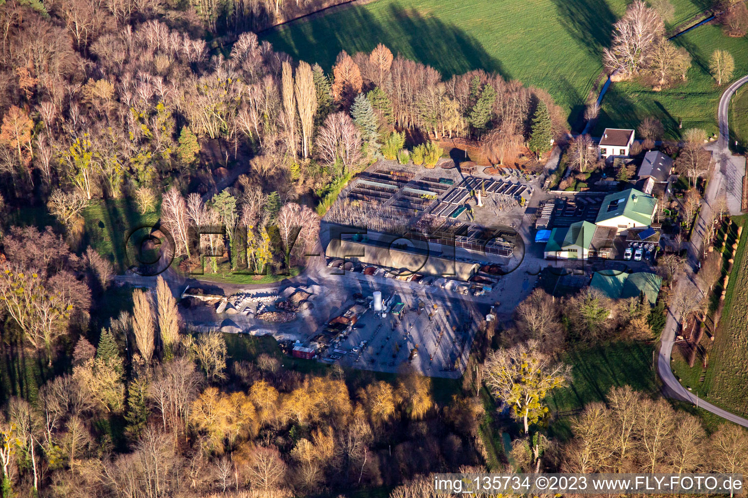 Aerial photograpy of Bienwald tree nursery in Berg in the state Rhineland-Palatinate, Germany