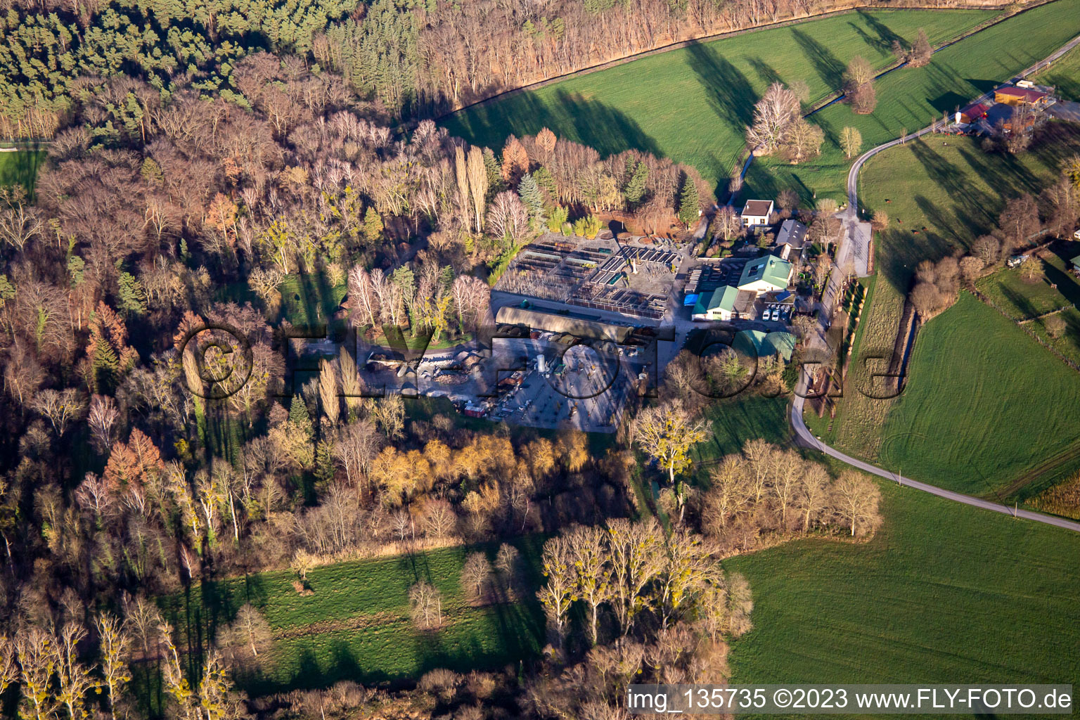 Oblique view of Bienwald tree nursery in Berg in the state Rhineland-Palatinate, Germany