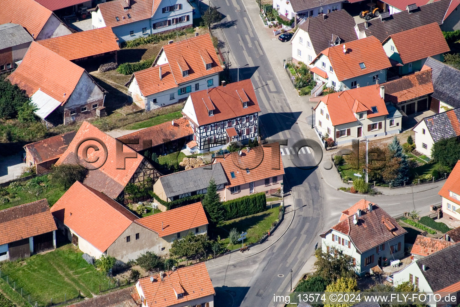 Aerial view of Salmbach in the state Bas-Rhin, France