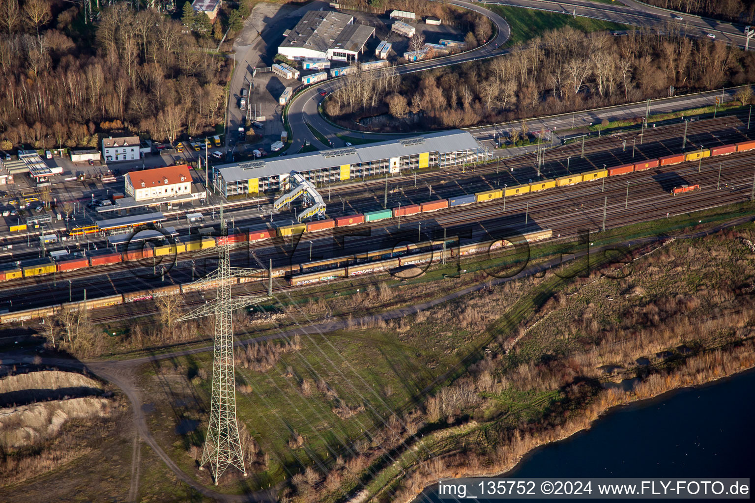 Wörth(Rhein) train station and parking garage in Wörth am Rhein in the state Rhineland-Palatinate, Germany