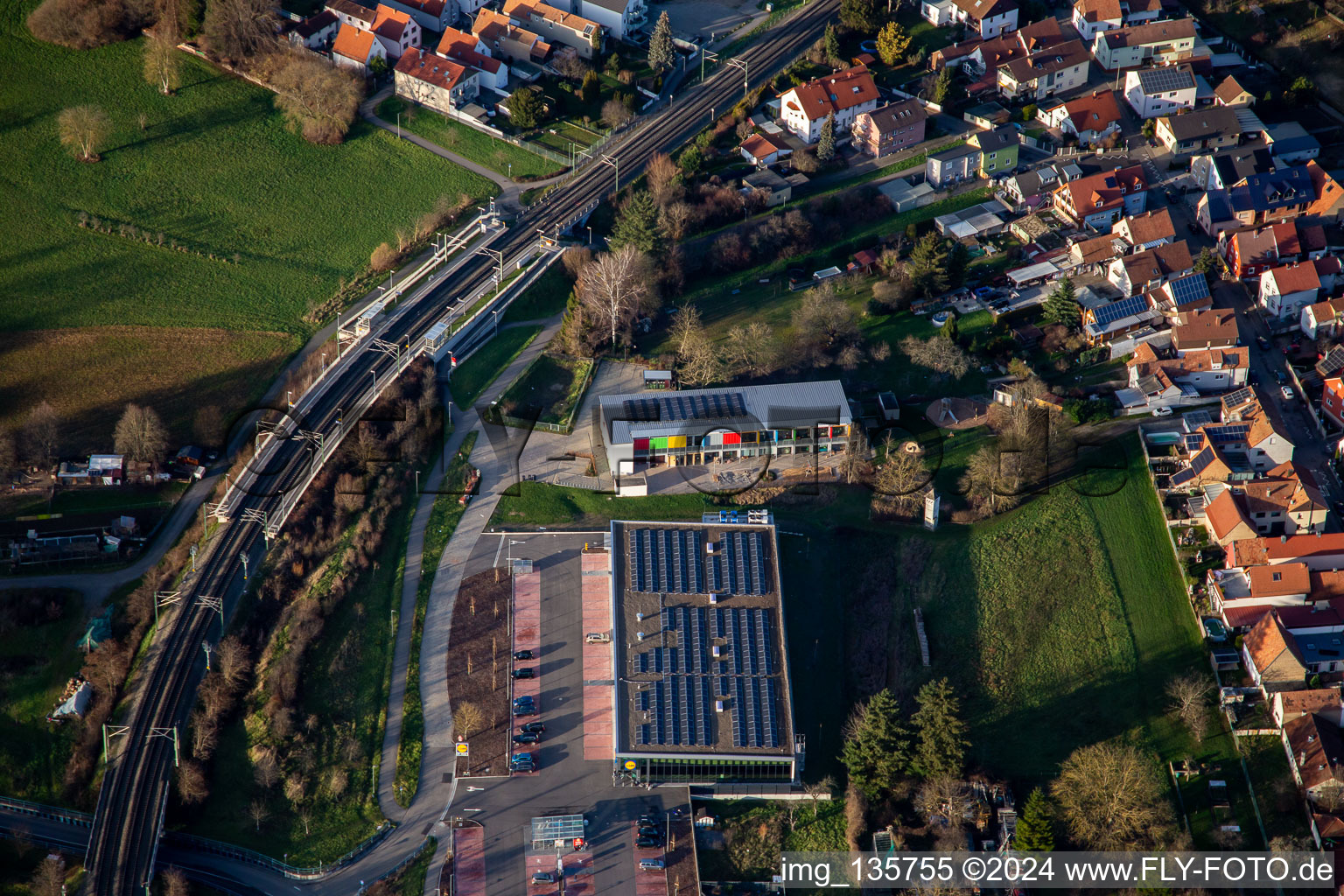 Lidl and daycare center Louise-Scheppler in Wörth am Rhein in the state Rhineland-Palatinate, Germany