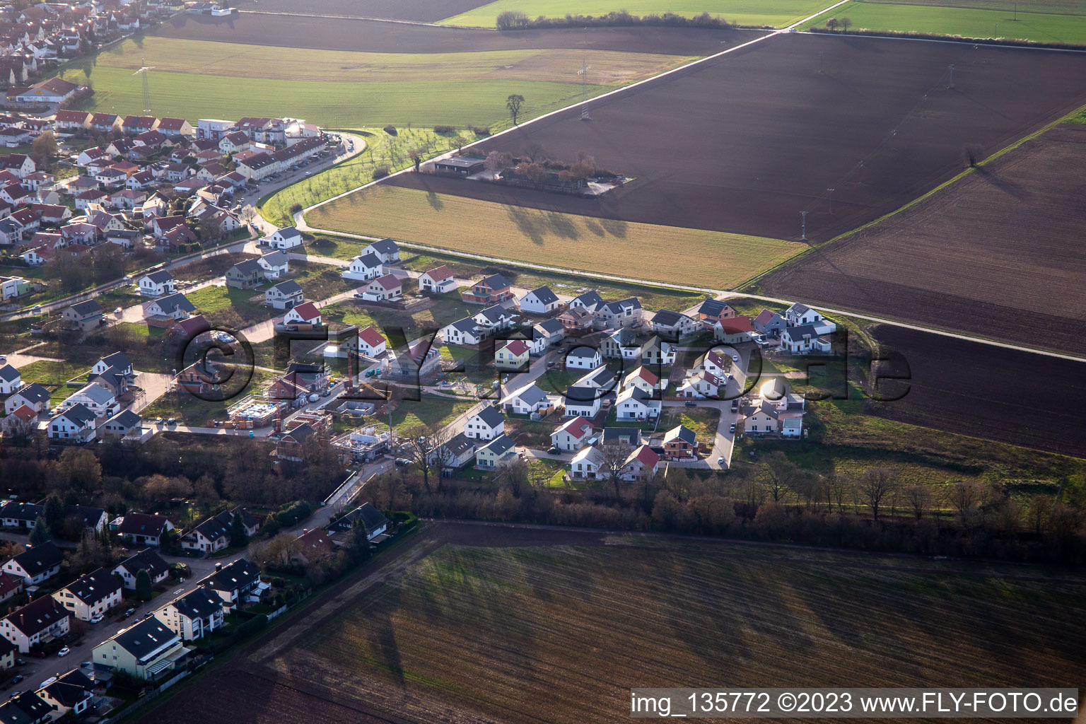 New development area K2 in Kandel in the state Rhineland-Palatinate, Germany from the drone perspective