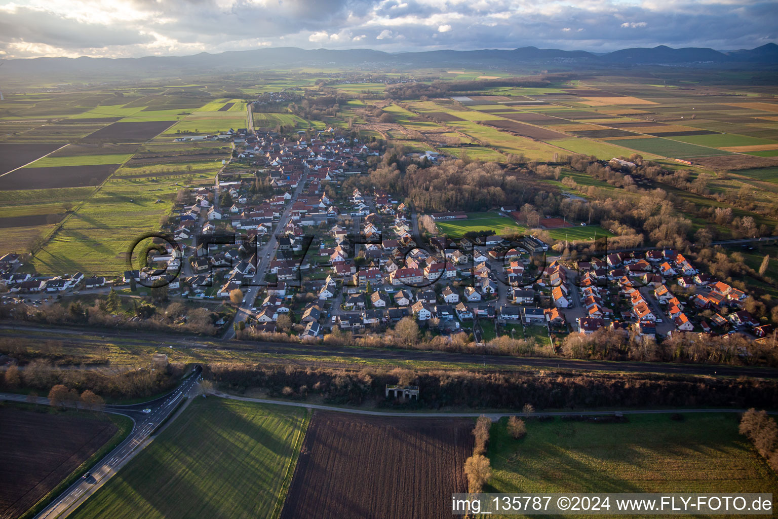 Main road B427 from the east in Winden in the state Rhineland-Palatinate, Germany