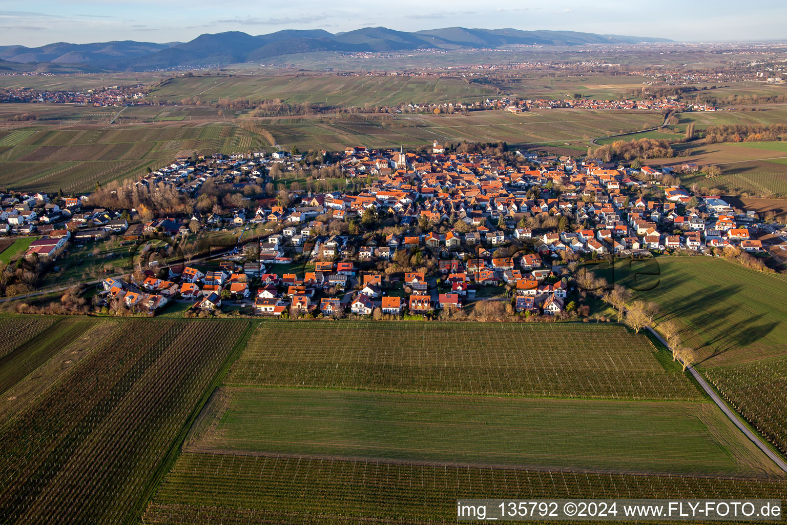 From the south in the district Mörzheim in Landau in der Pfalz in the state Rhineland-Palatinate, Germany