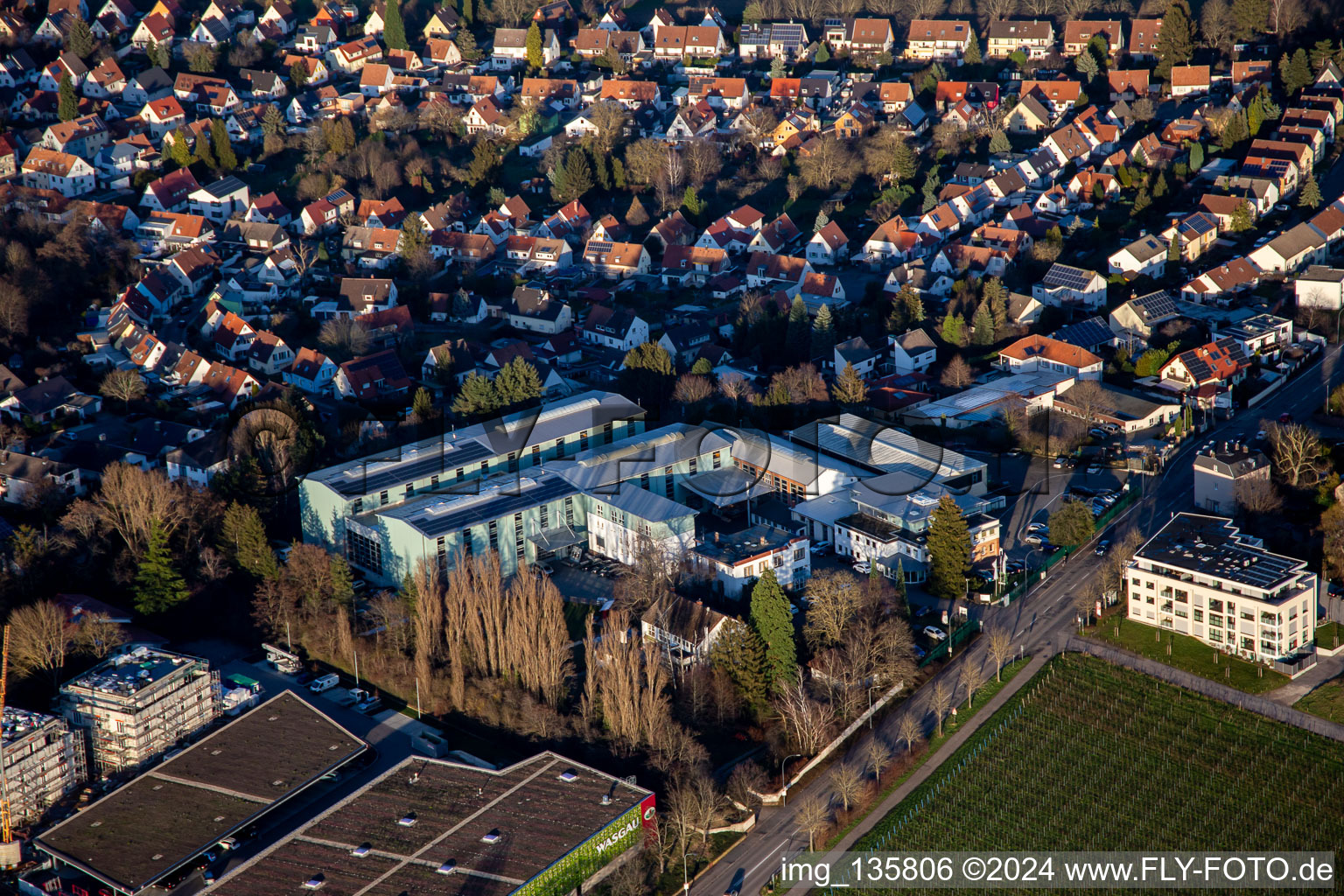 Aerial view of Wickert Maschinenbau GmbH at Wollmesheimer Höhe in Landau in der Pfalz in the state Rhineland-Palatinate, Germany