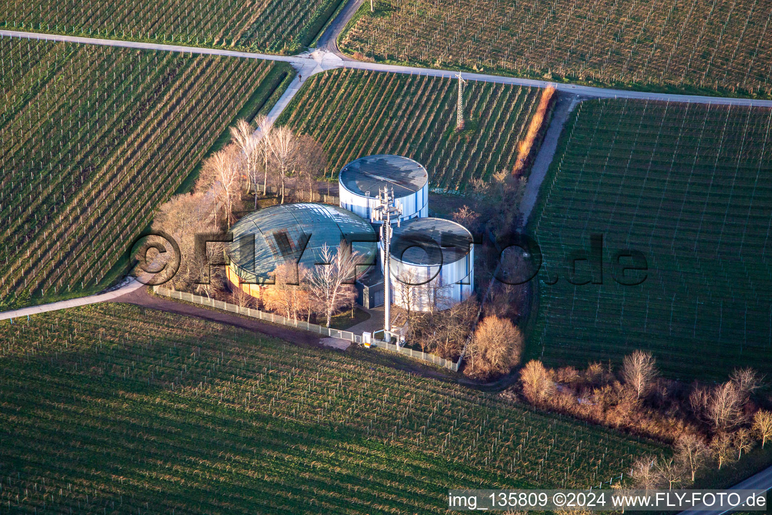 Drinking water reservoirs in the vineyards in the district Arzheim in Landau in der Pfalz in the state Rhineland-Palatinate, Germany