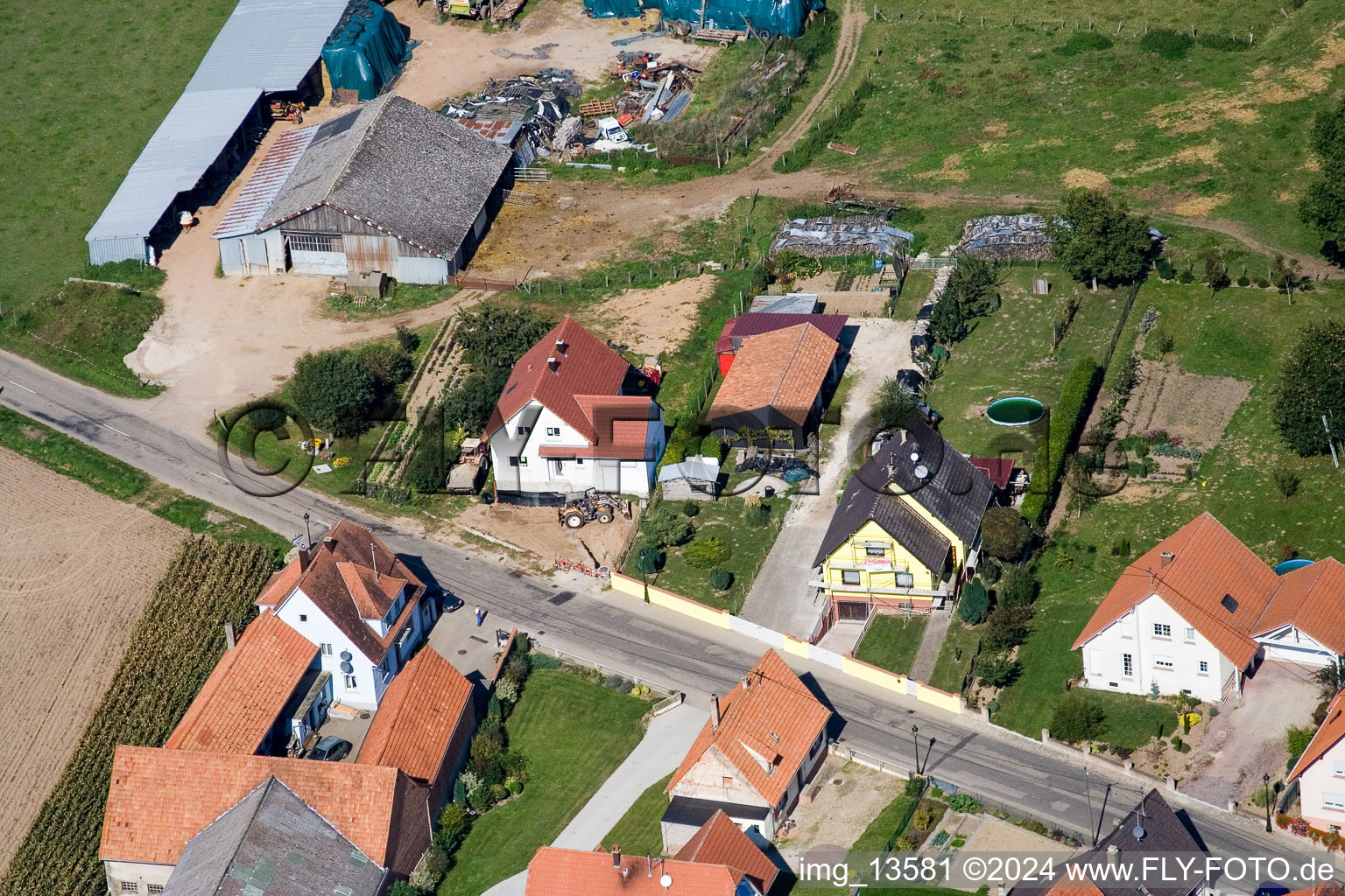 Salmbach in the state Bas-Rhin, France from the plane