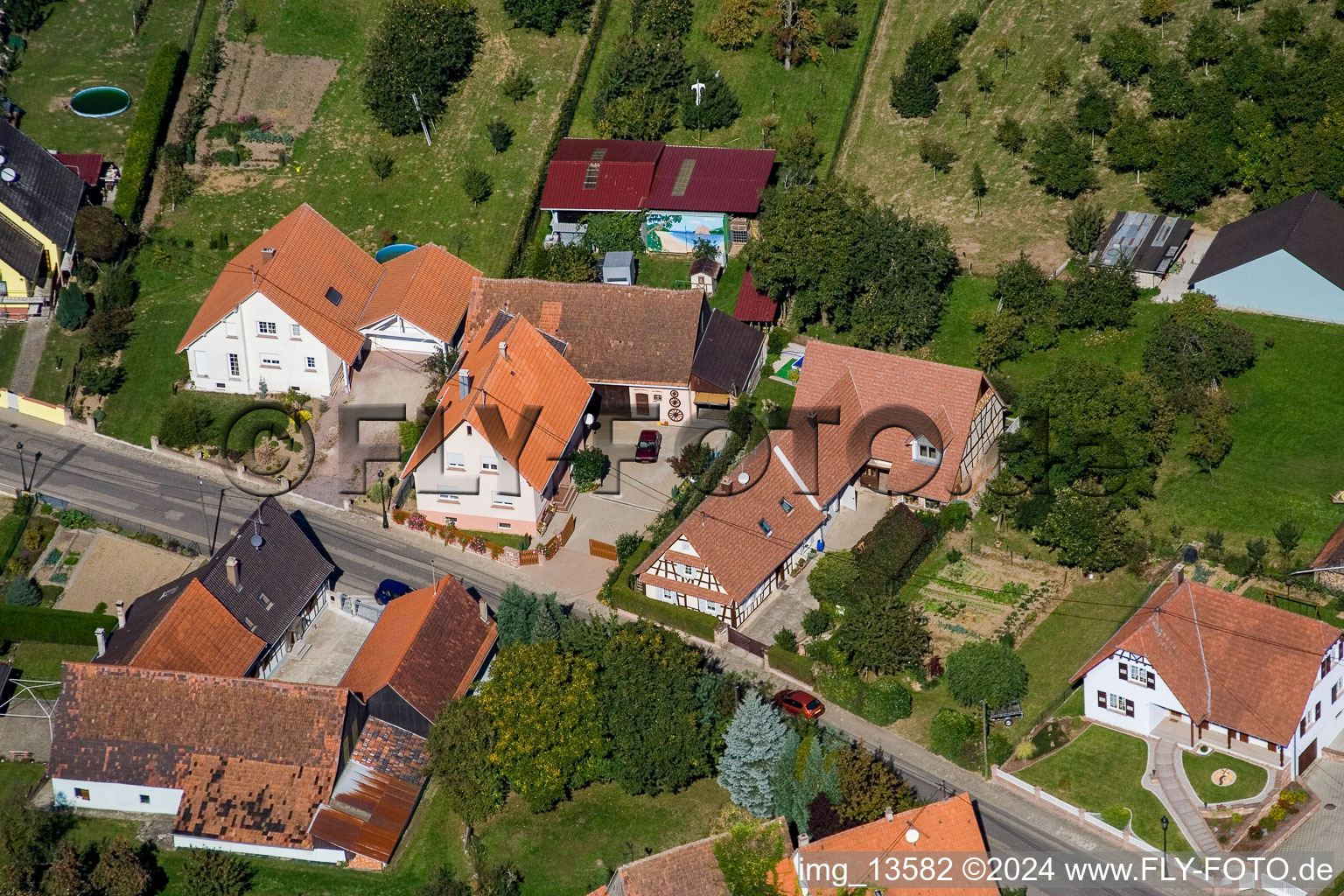 Bird's eye view of Salmbach in the state Bas-Rhin, France