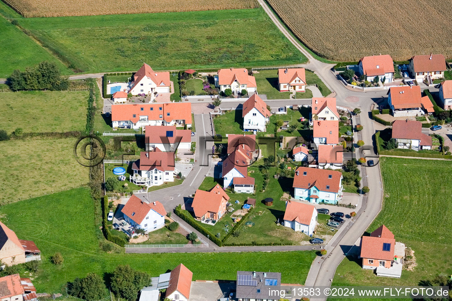 Salmbach in the state Bas-Rhin, France viewn from the air