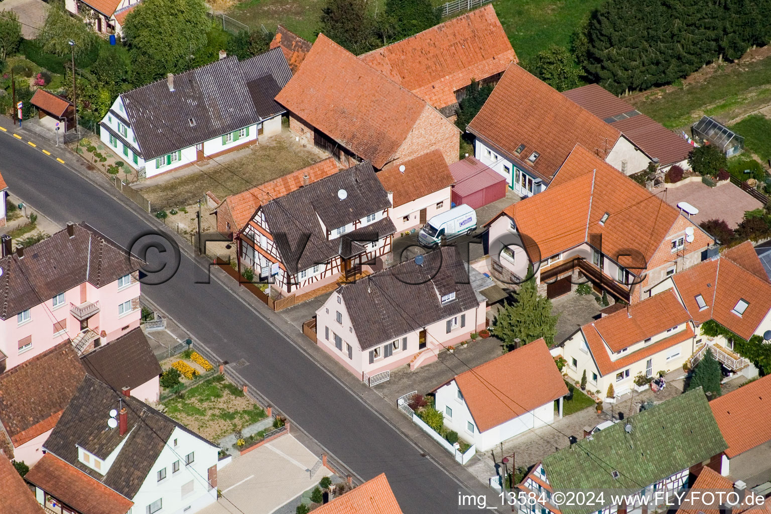 Schleithal in the state Bas-Rhin, France seen from above