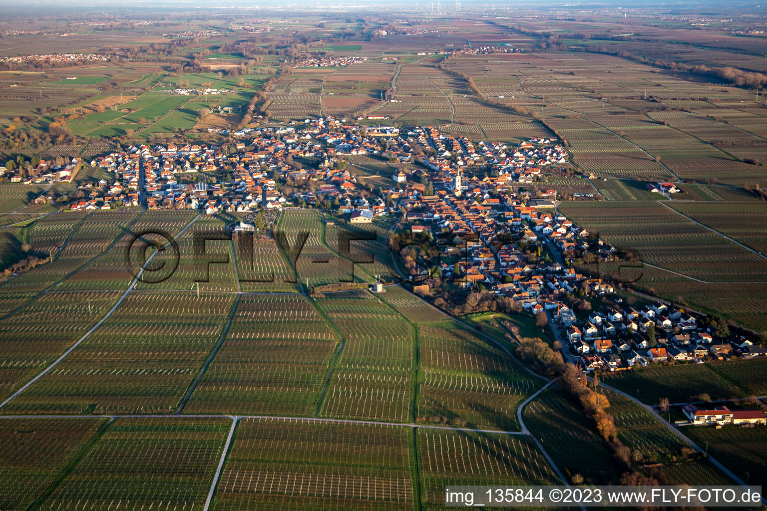 From the west in Edesheim in the state Rhineland-Palatinate, Germany