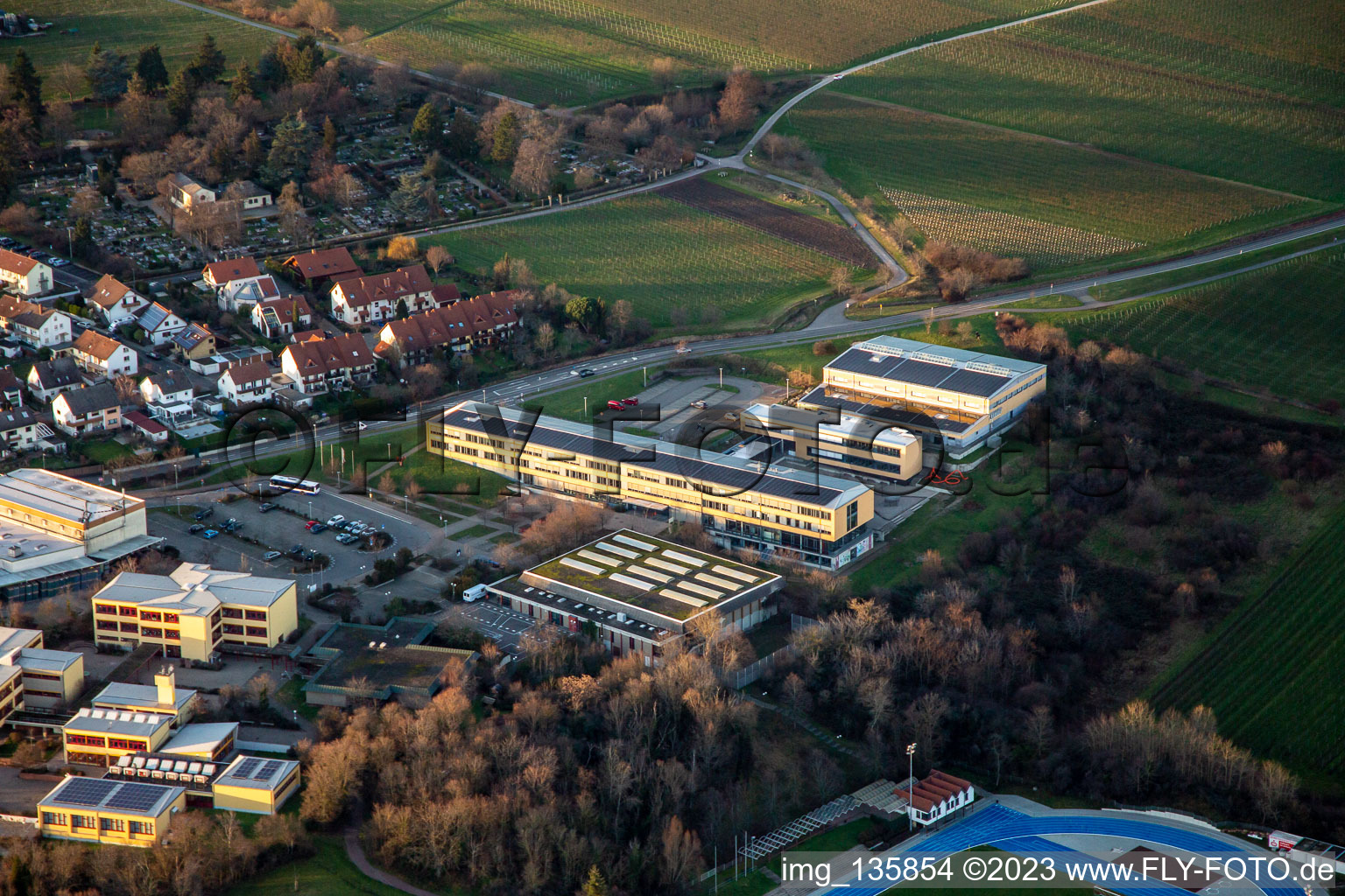 Edenkoben high school and large sports hall in Maikammer in the state Rhineland-Palatinate, Germany