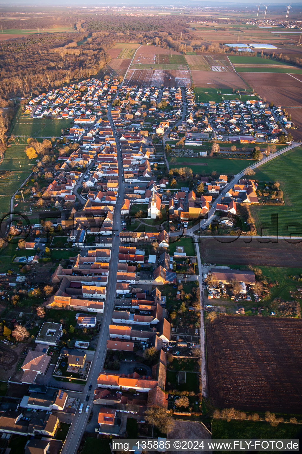 Main Street in Freisbach in the state Rhineland-Palatinate, Germany