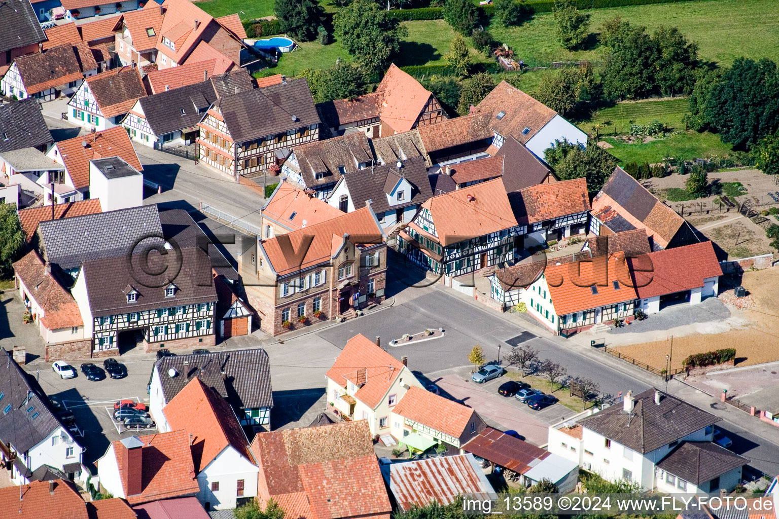 Drone image of Schleithal in the state Bas-Rhin, France