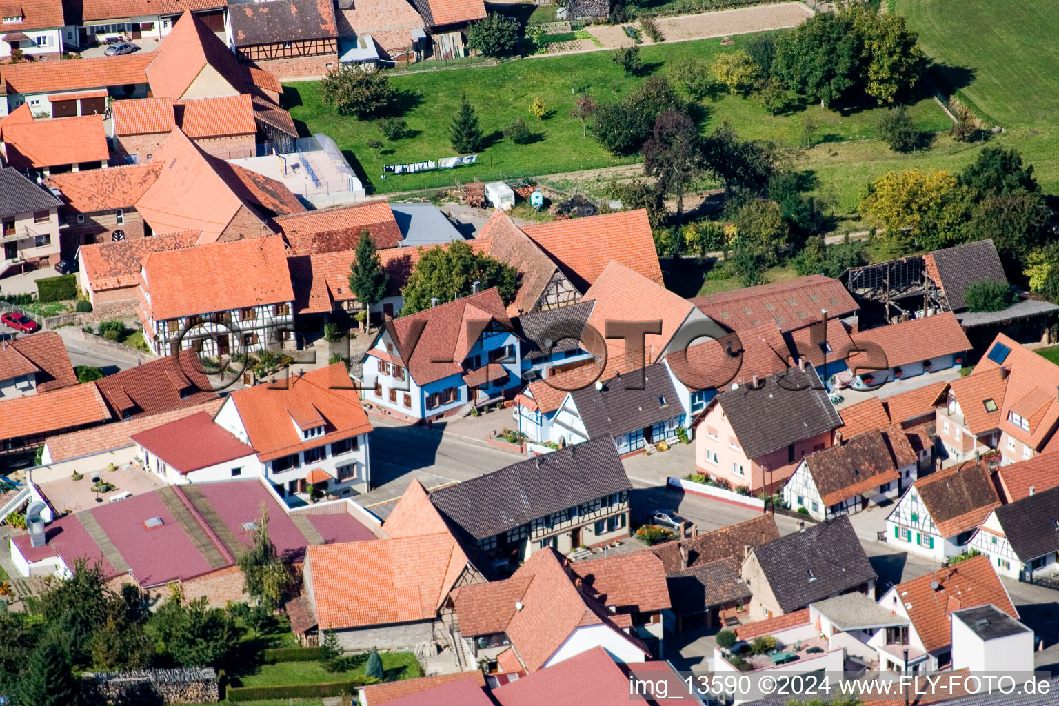 Schleithal in the state Bas-Rhin, France from the drone perspective