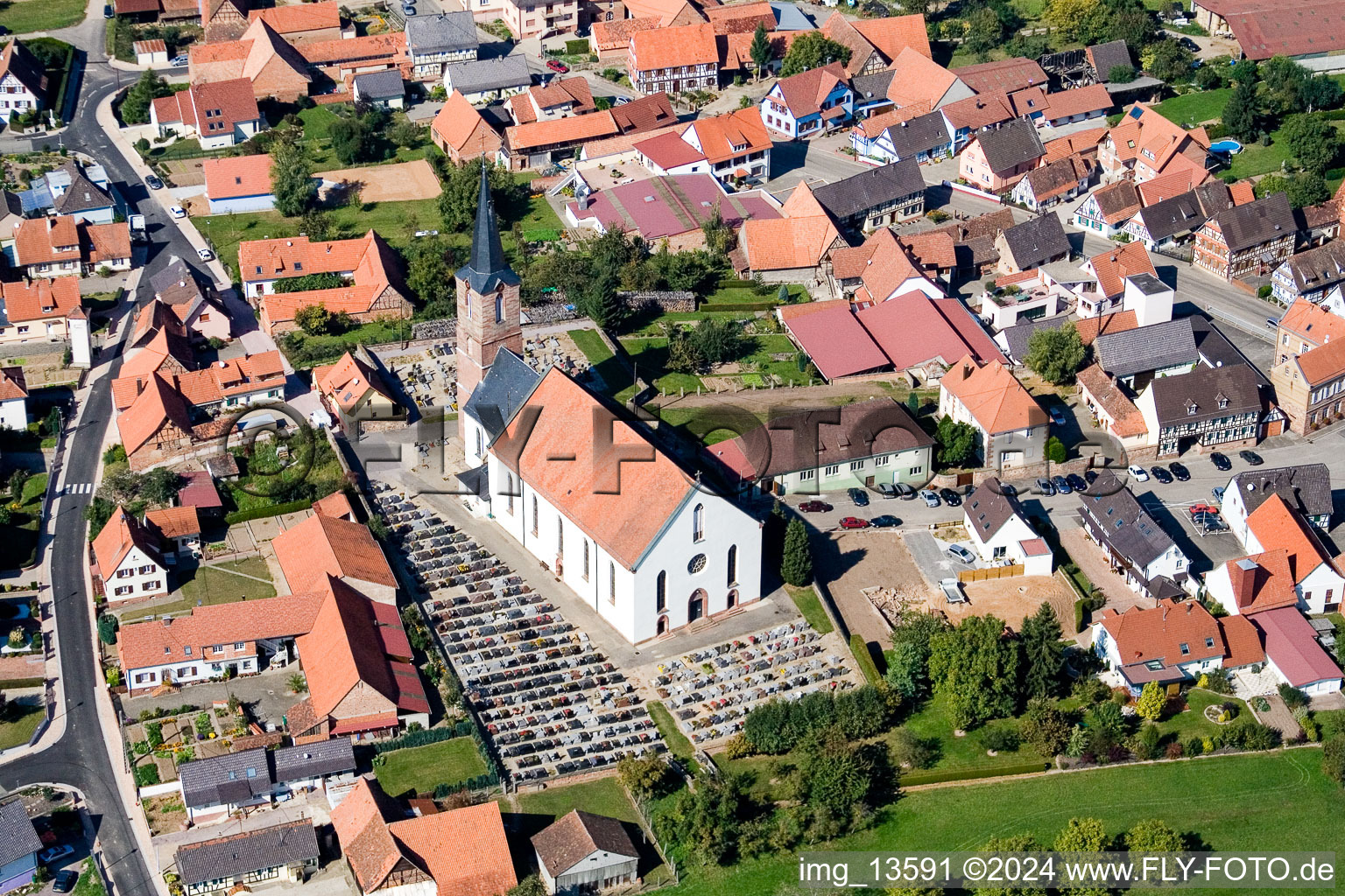 Schleithal in the state Bas-Rhin, France from a drone