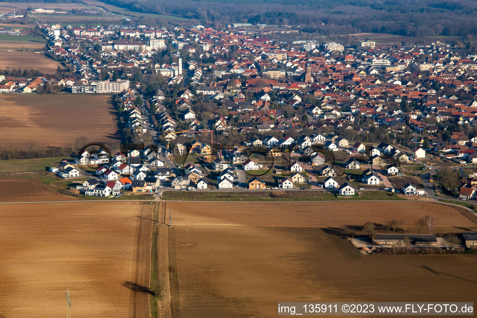 New development area K2 in winter in Kandel in the state Rhineland-Palatinate, Germany