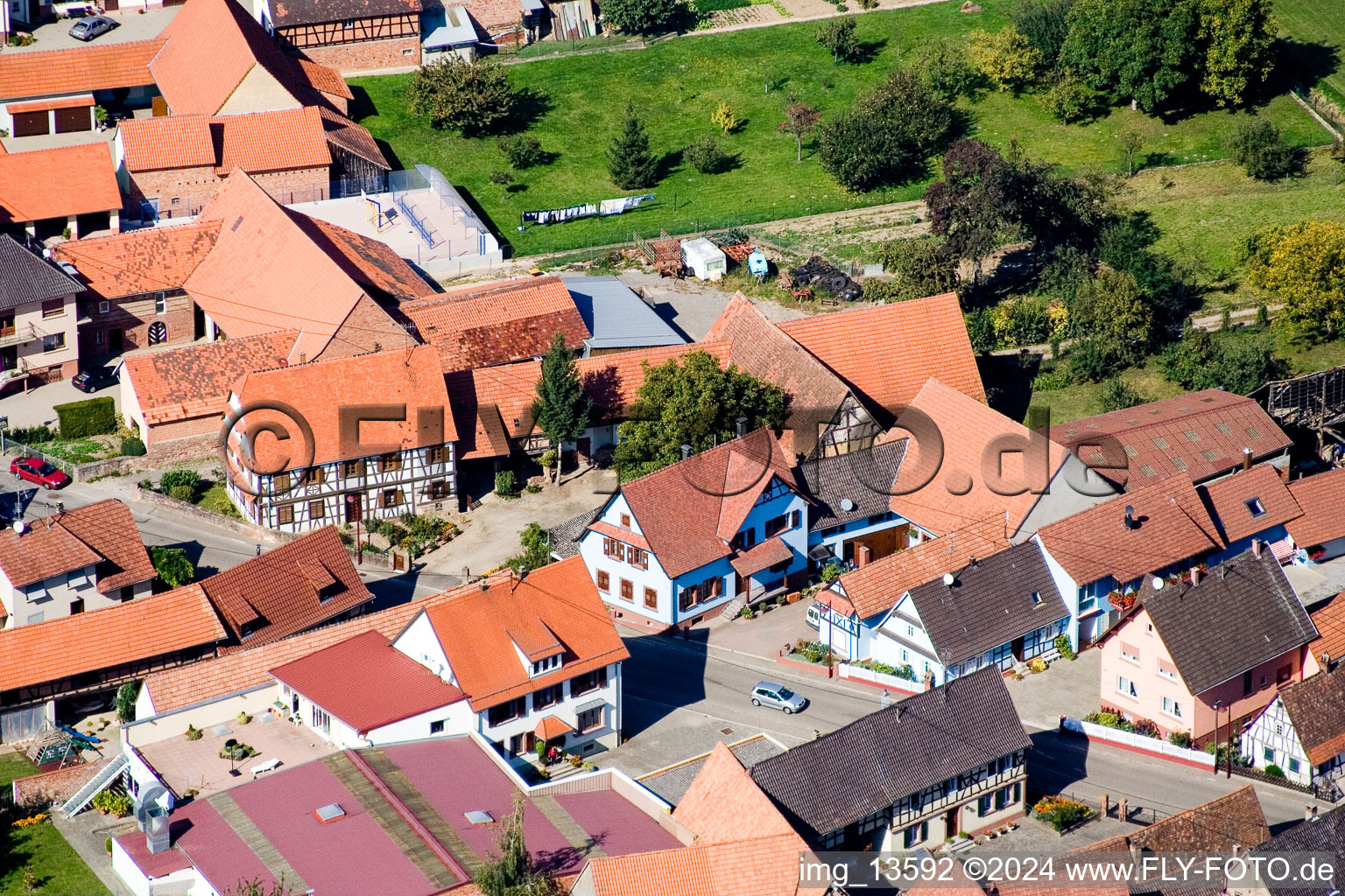 Schleithal in the state Bas-Rhin, France seen from a drone