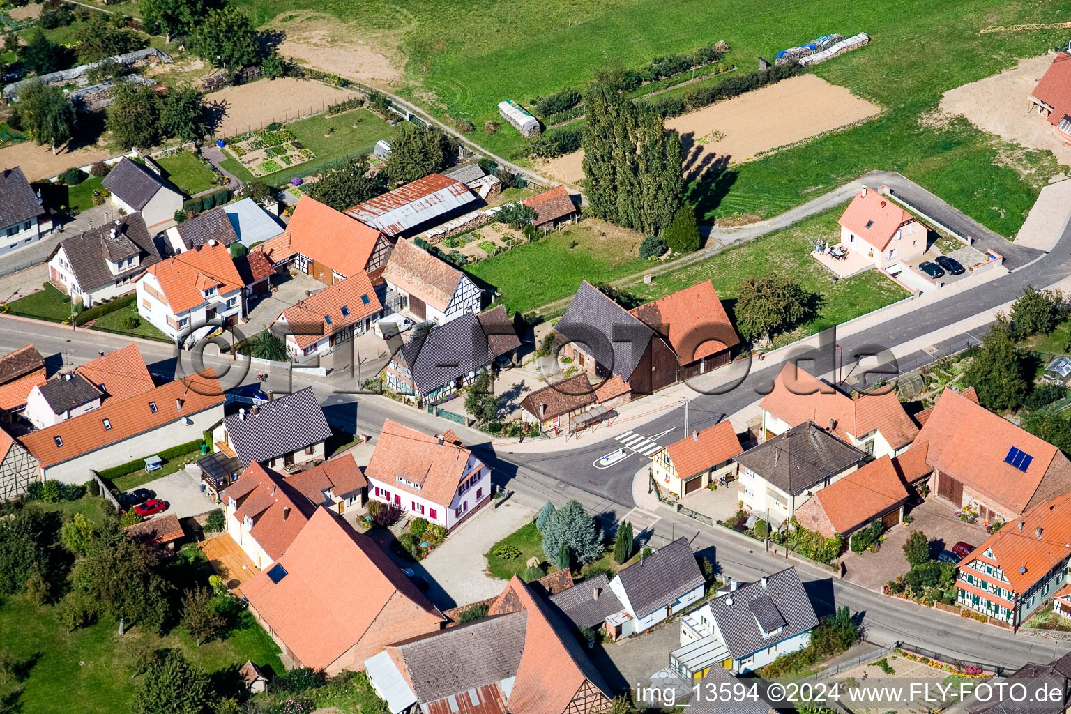 Aerial photograpy of Schleithal in the state Bas-Rhin, France