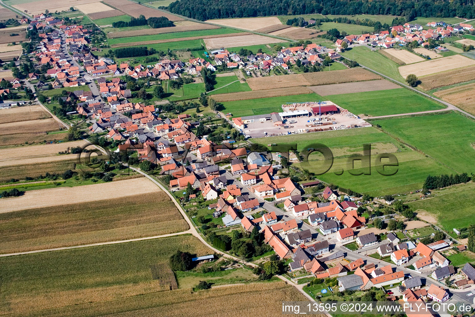 Oblique view of Schleithal in the state Bas-Rhin, France