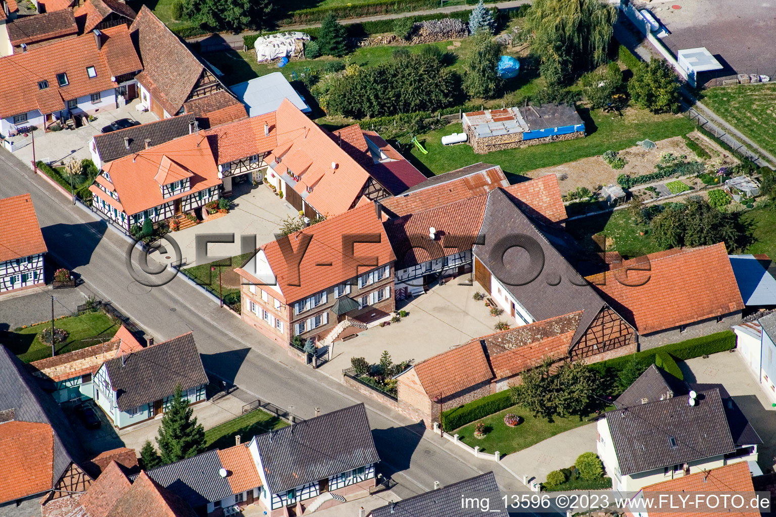 Schleithal in the state Bas-Rhin, France from above