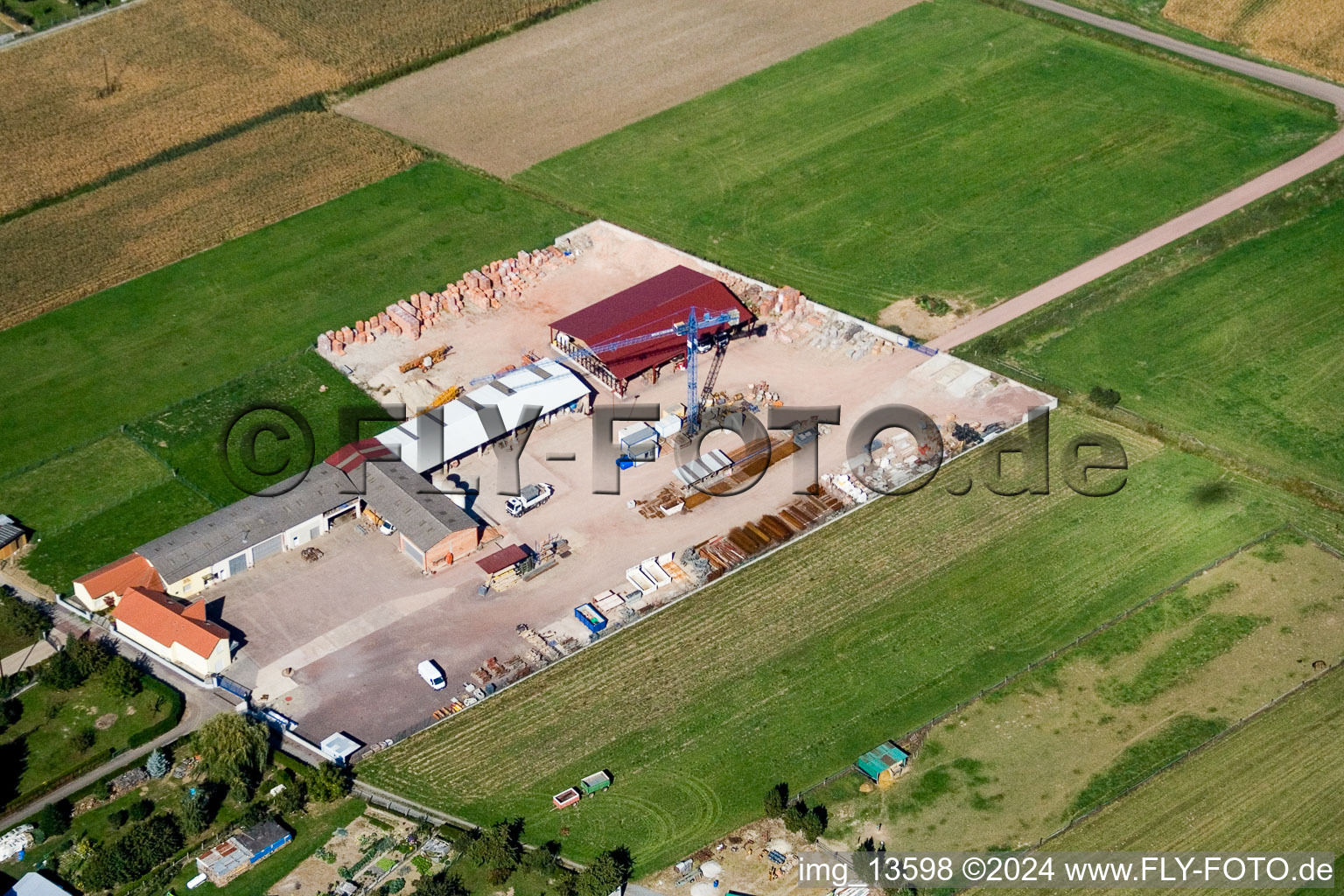 Schleithal in the state Bas-Rhin, France seen from above