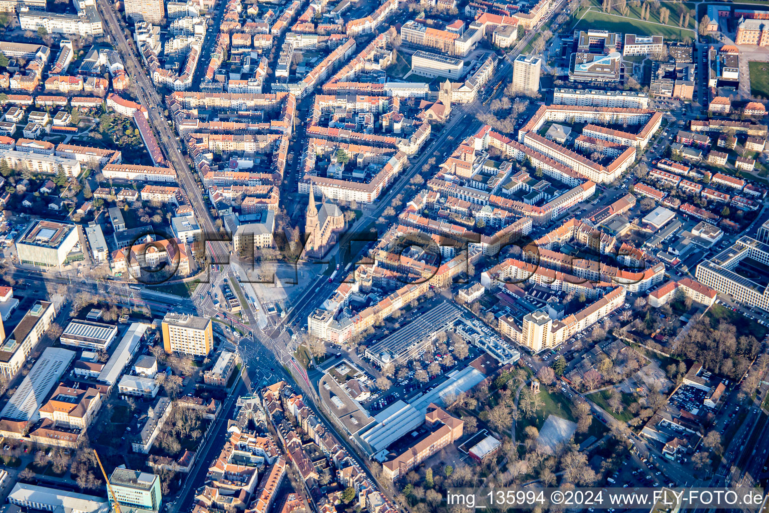 Karl-Wilhelm-Straße and Durlache Allee meet at Durlacher Tor in the district Oststadt in Karlsruhe in the state Baden-Wuerttemberg, Germany