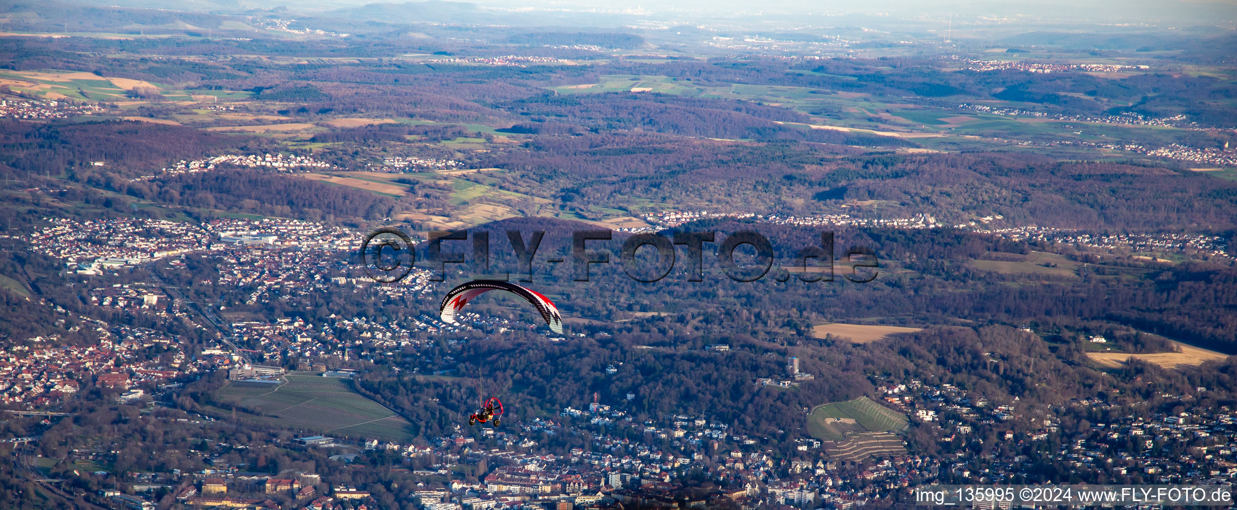 Over the Turmberg in the district Durlach in Karlsruhe in the state Baden-Wuerttemberg, Germany